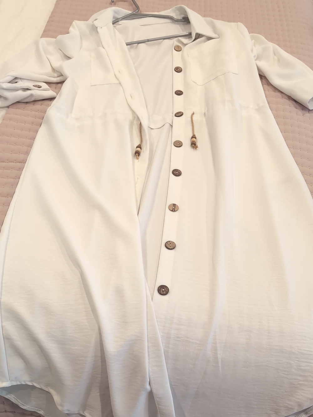White Button-Front Women’s Dress Coverup